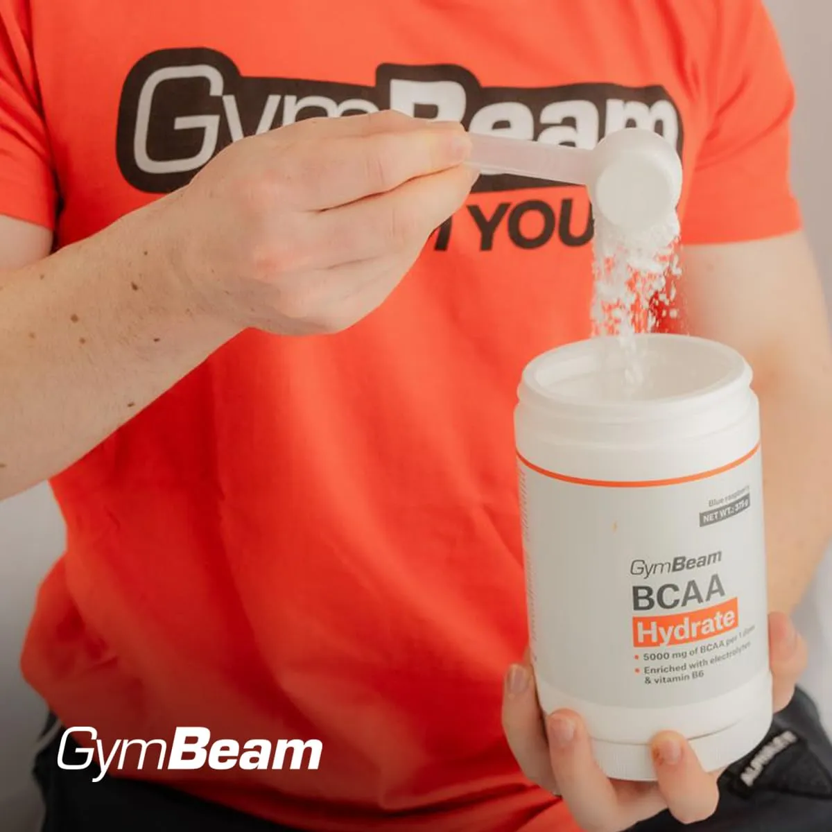 GymBeam BCAA Hydrate Pulver Blaue Himbeere 375 g mit Elektrolyten