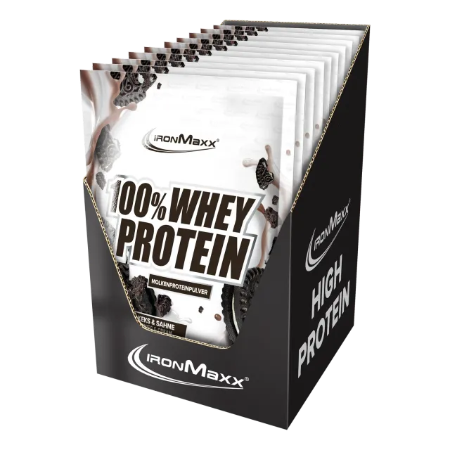 IronMaxx 100% Whey Protein Cookies Cream Protein Pulver 10x30g