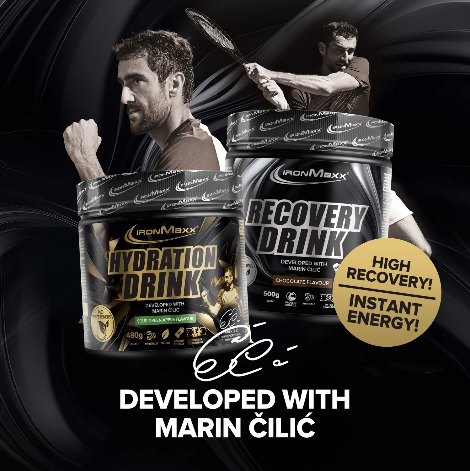 IronMaxx Marin Cilic Recovery Drink Pulver 500g Chocolate