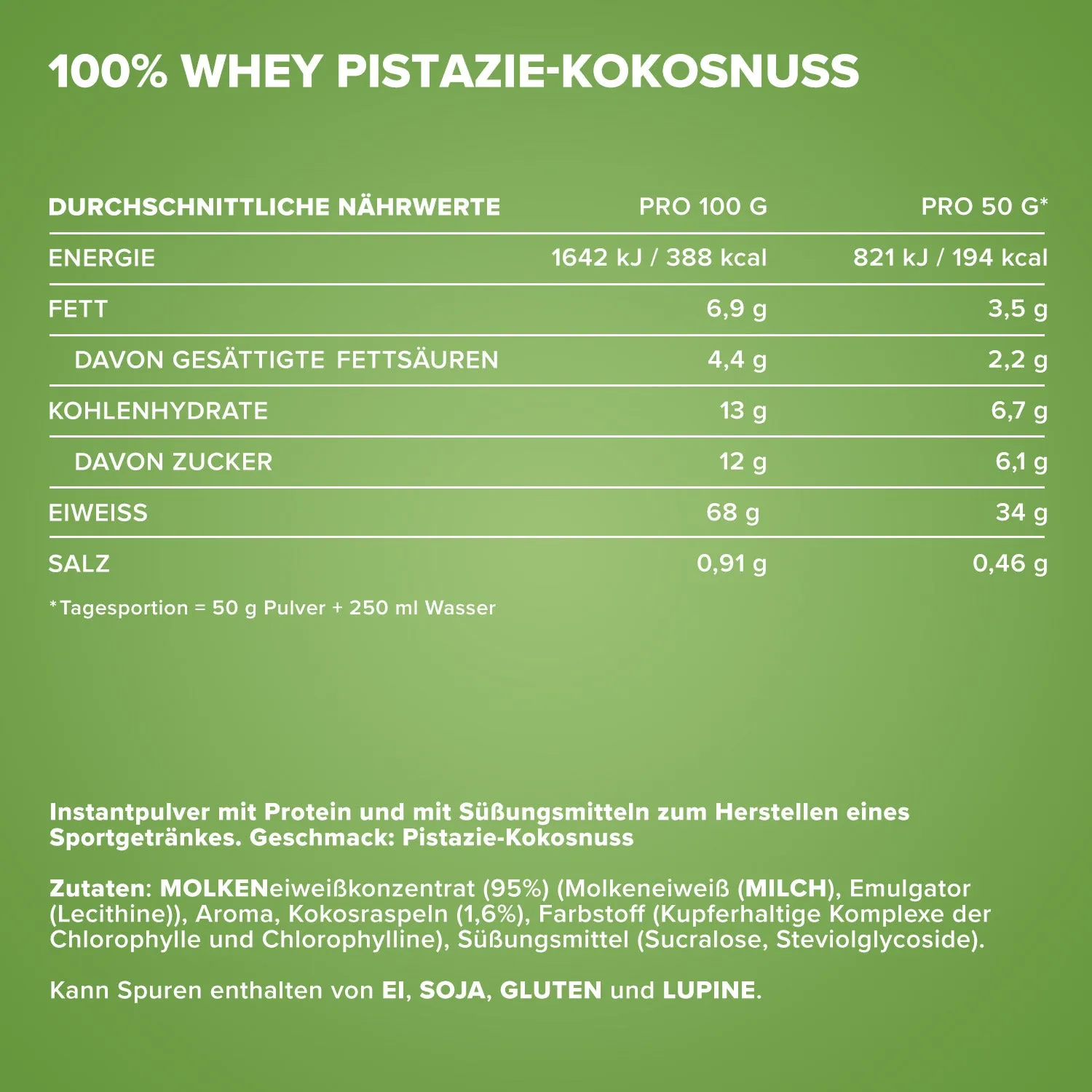 IronMaxx 100% Whey Protein Pulver 2350g Pistazie-Kokos zuckerfrei