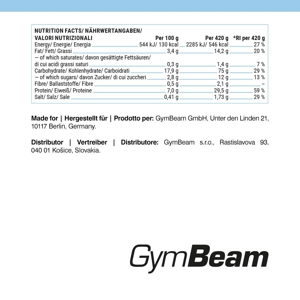 GymBeam FIT Hähnchen mit Nudeln Fertigmahlzeit 420 g proteinreich