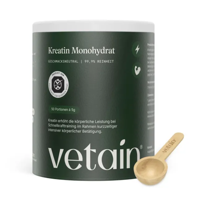 Vetain Creatin Monohydrat Pulver 250 g vegan laborgeprüft