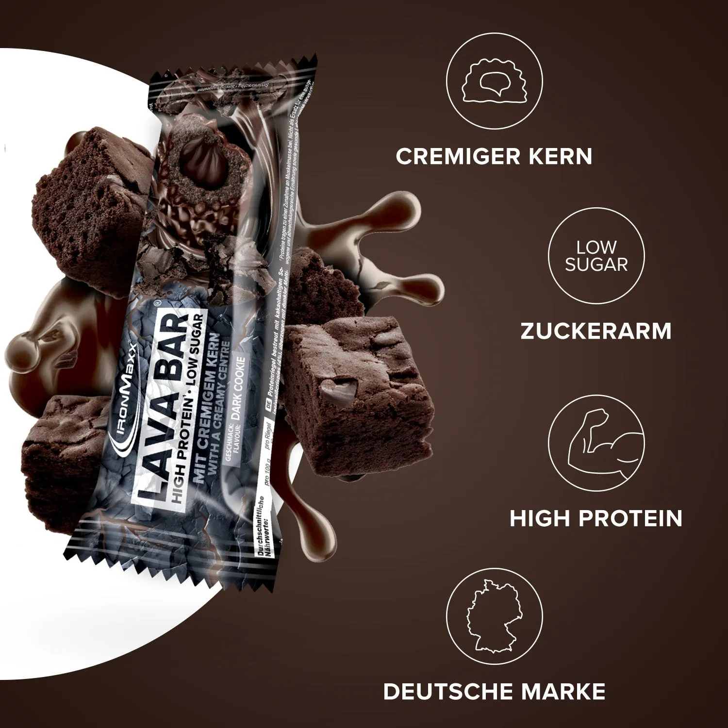 IronMaxx Lava Bar Proteinriegel Dark Cookie 40g Low Sugar