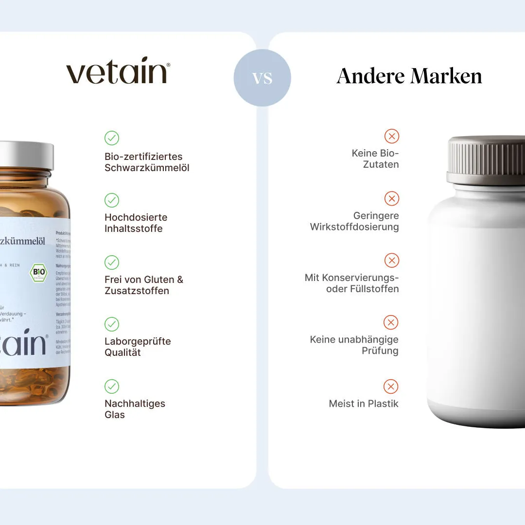 VETAIN Bio-Schwarzkümmelöl Kapseln 180 Stück Bio