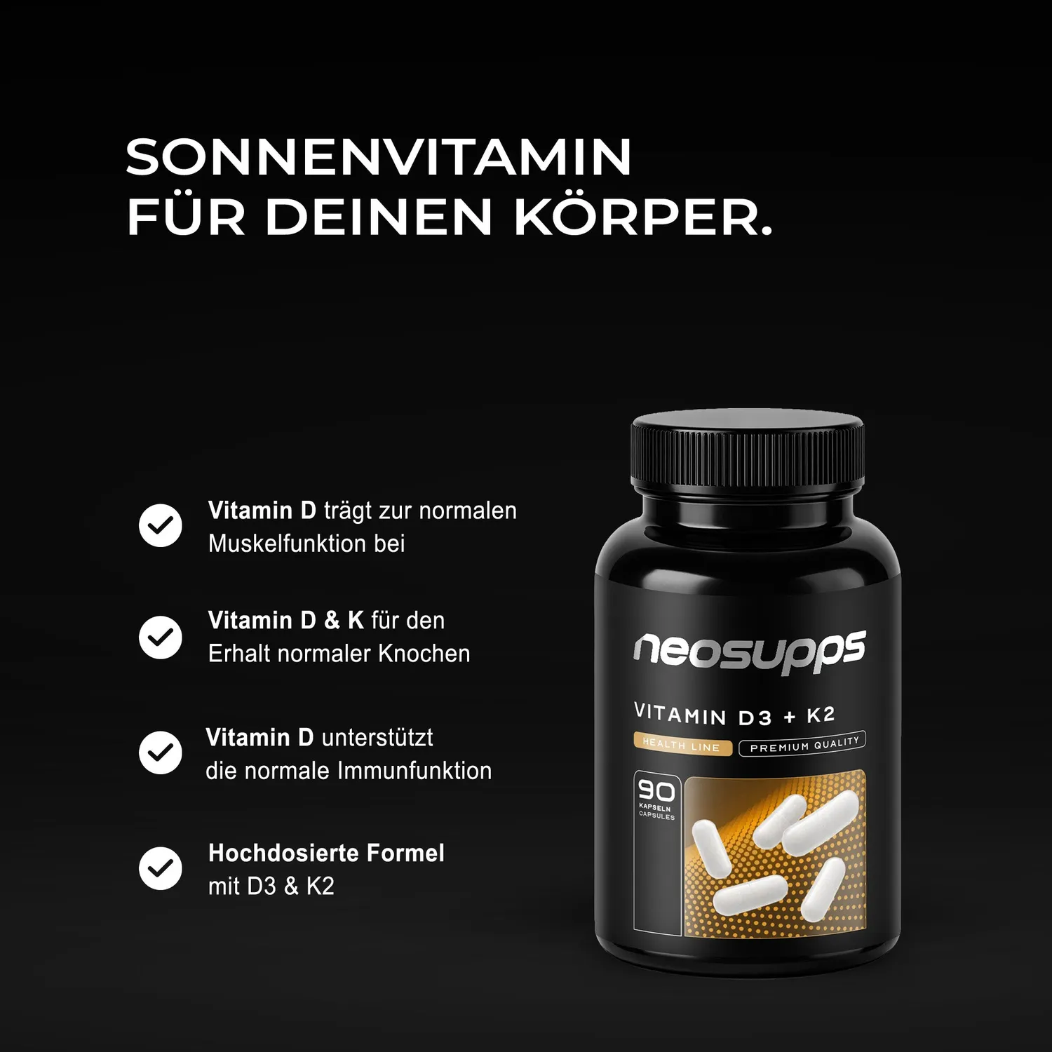 Neosupps Vitamin D3 K2 Kapseln 90 Kapseln vegan