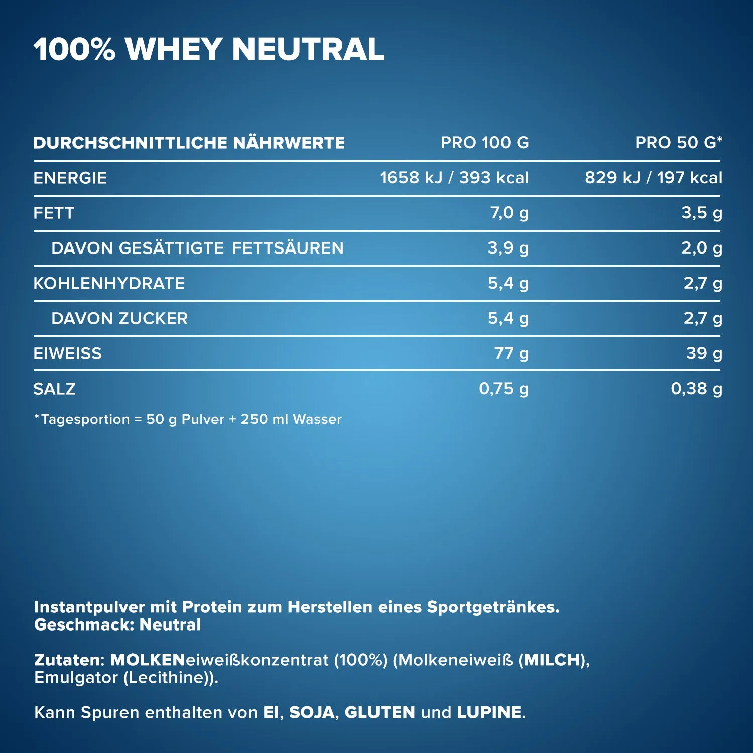 IronMaxx 100% Whey Protein Pulver Neutral 900g vielseitig