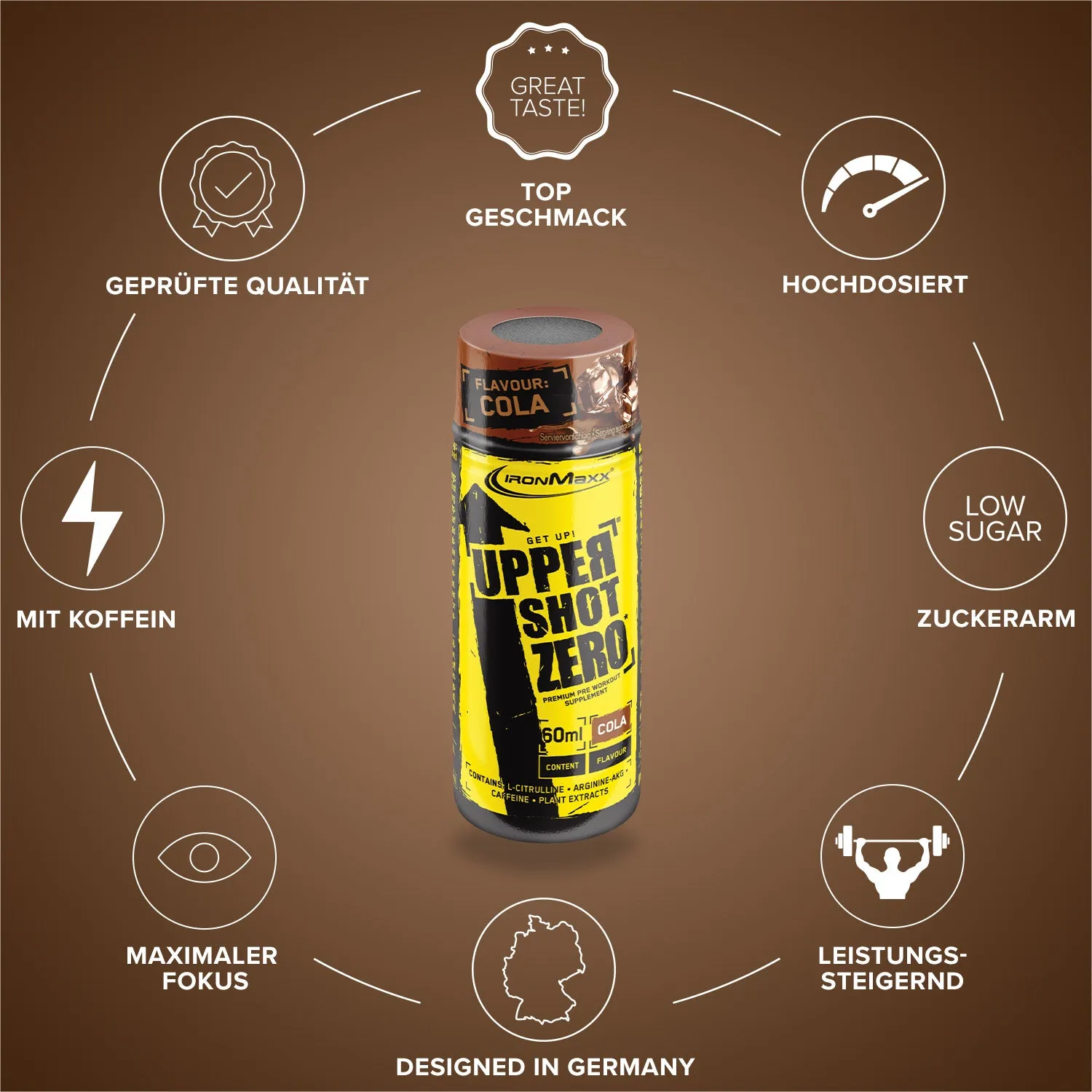 IronMaxx Upper Shot ZERO Booster 60 ml Cola koffeinhaltig
