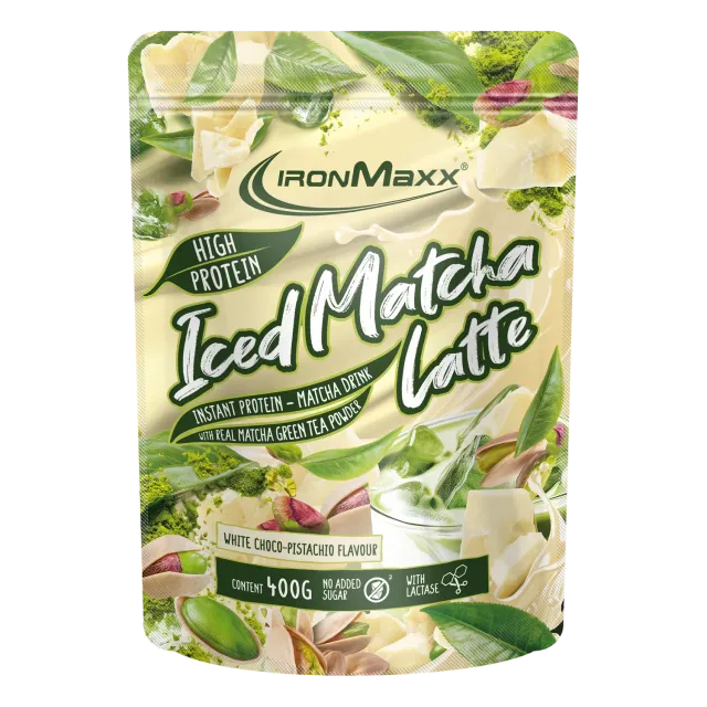 IronMaxx Proteccino Iced Matcha Latte Pulver 400g White Choco-Pistachio