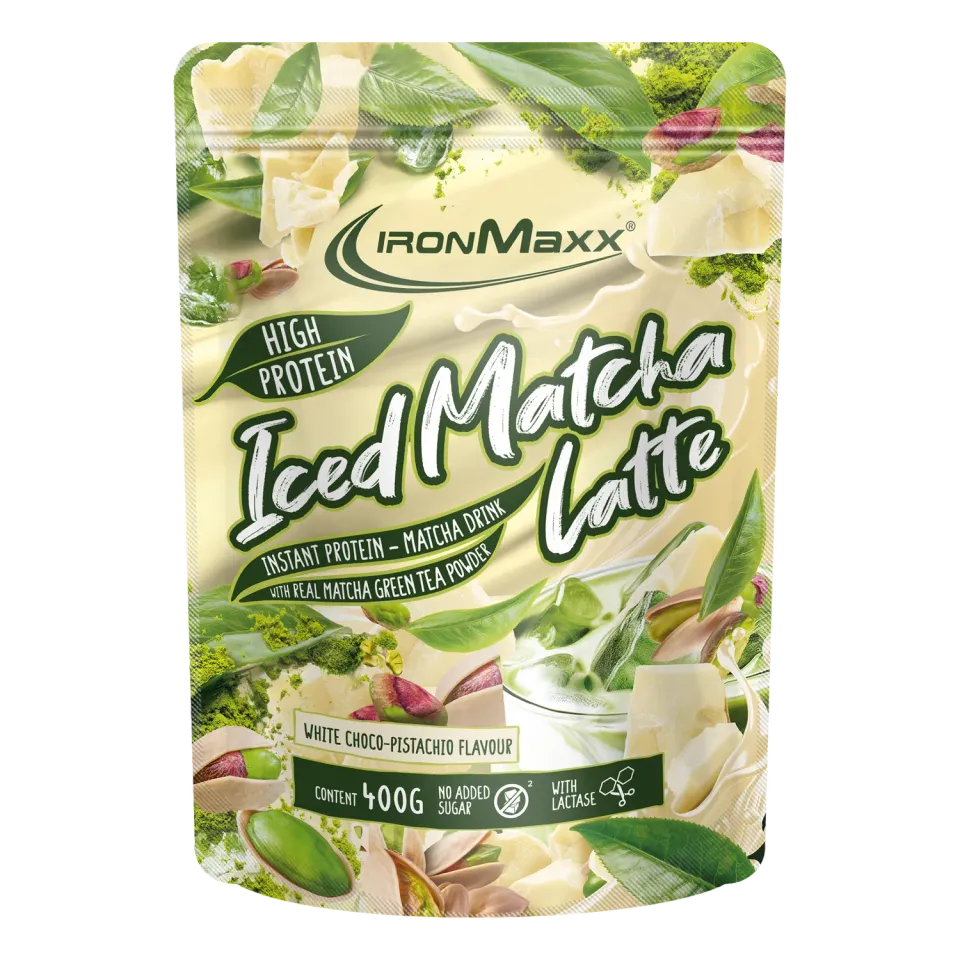 IronMaxx Proteccino Iced Matcha Latte Pulver 400g White Choco-Pistachio