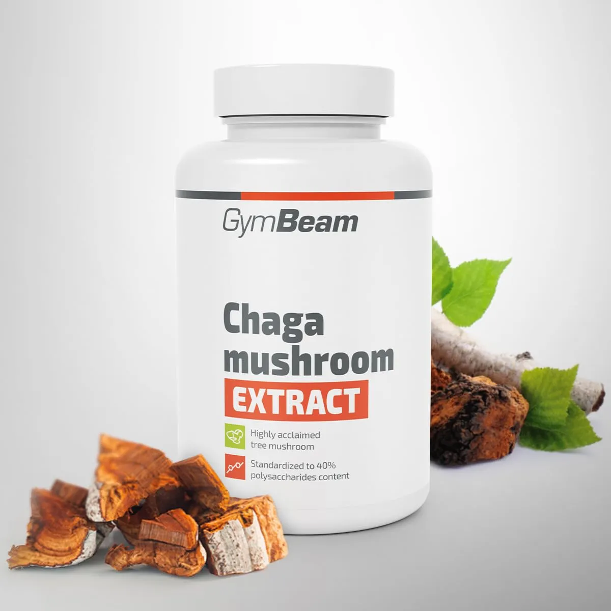 GymBeam Chaga Pilzextrakt Kapseln 500 mg 90 Caps