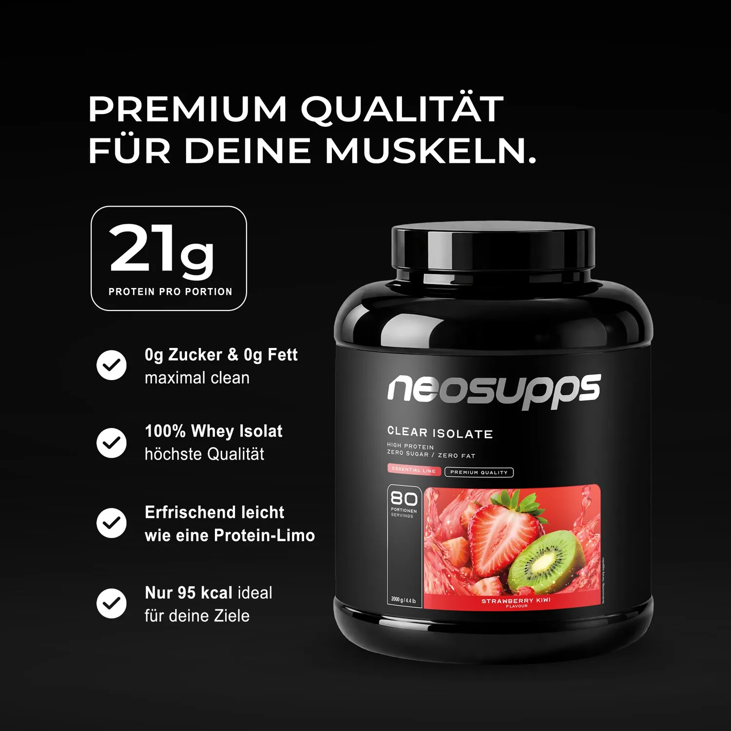 Neosupps Clear Isolate Protein 2000g Strawberry-Kiwi