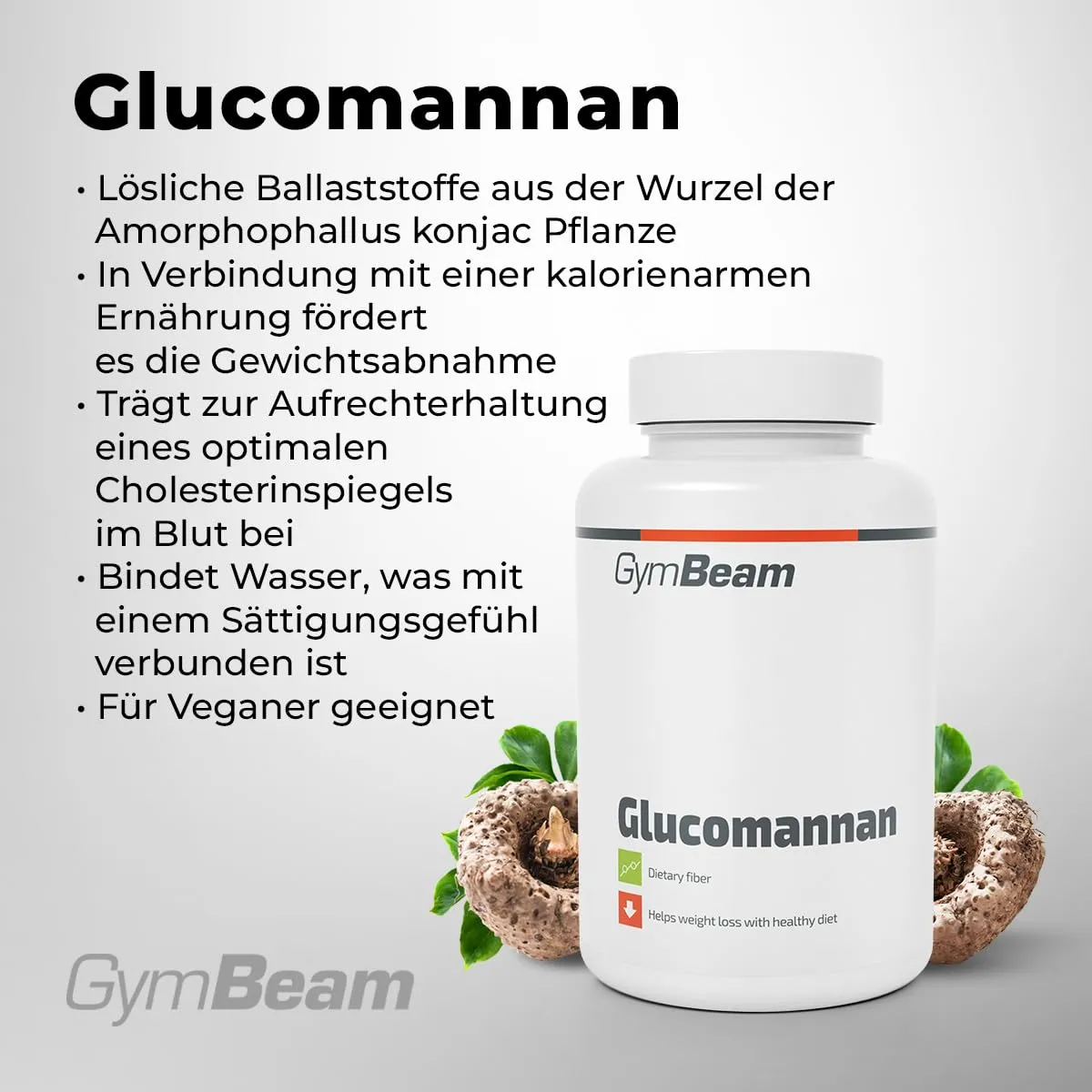 GymBeam Glucomannan Kapseln Konjak 120 Stück Vegan
