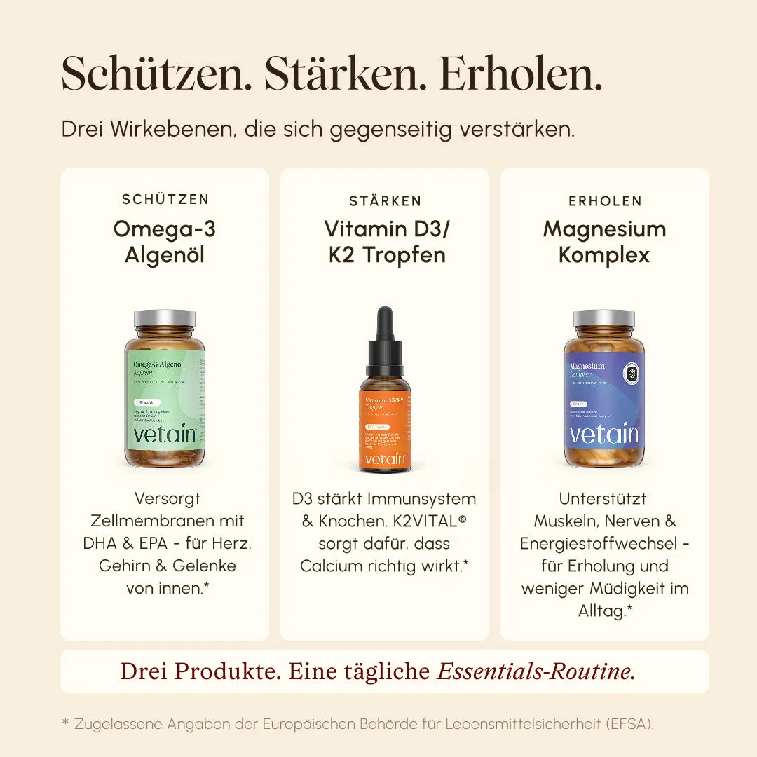 VETAIN Daily Essentials Bundle Omega Magnesium D3K2 Set