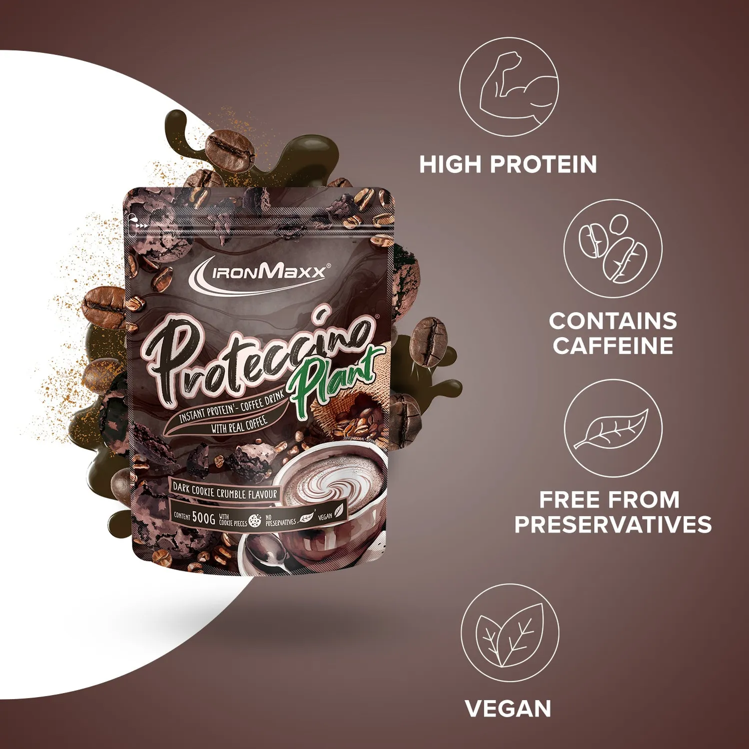 IronMaxx Proteccino Plant Proteinpulver 500g Cookie Vegan