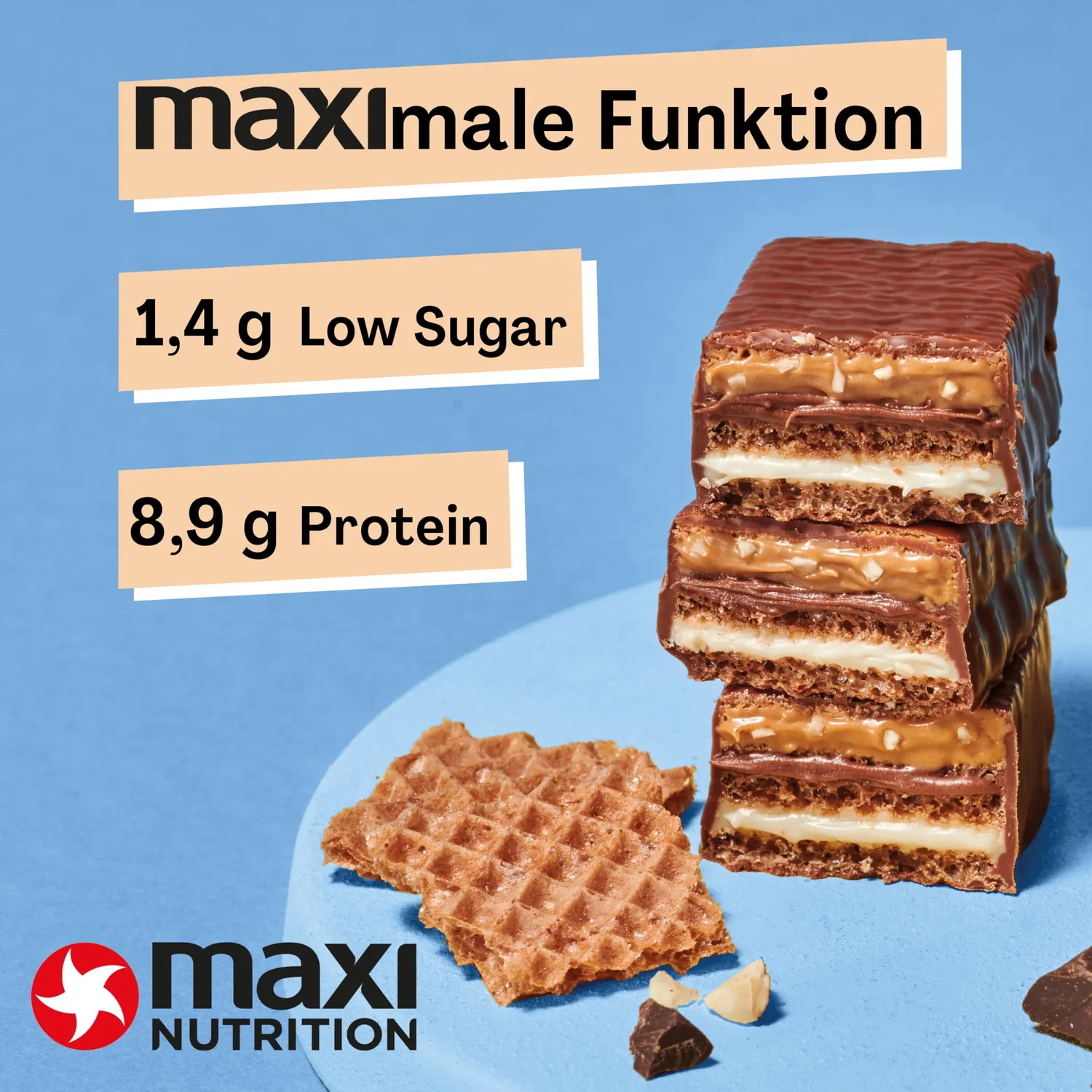MaxiNutrition Protein Waffle Bar Milch-Haselnuss 12x40g zuckerarm