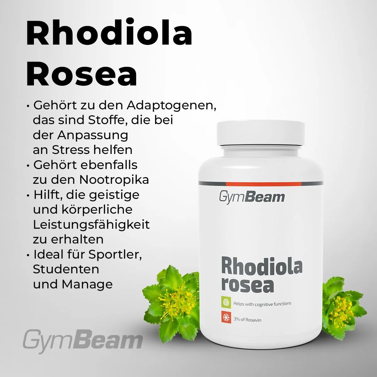 GymBeam Rhodiola Rosea Kapseln 90 Stück standardisiert