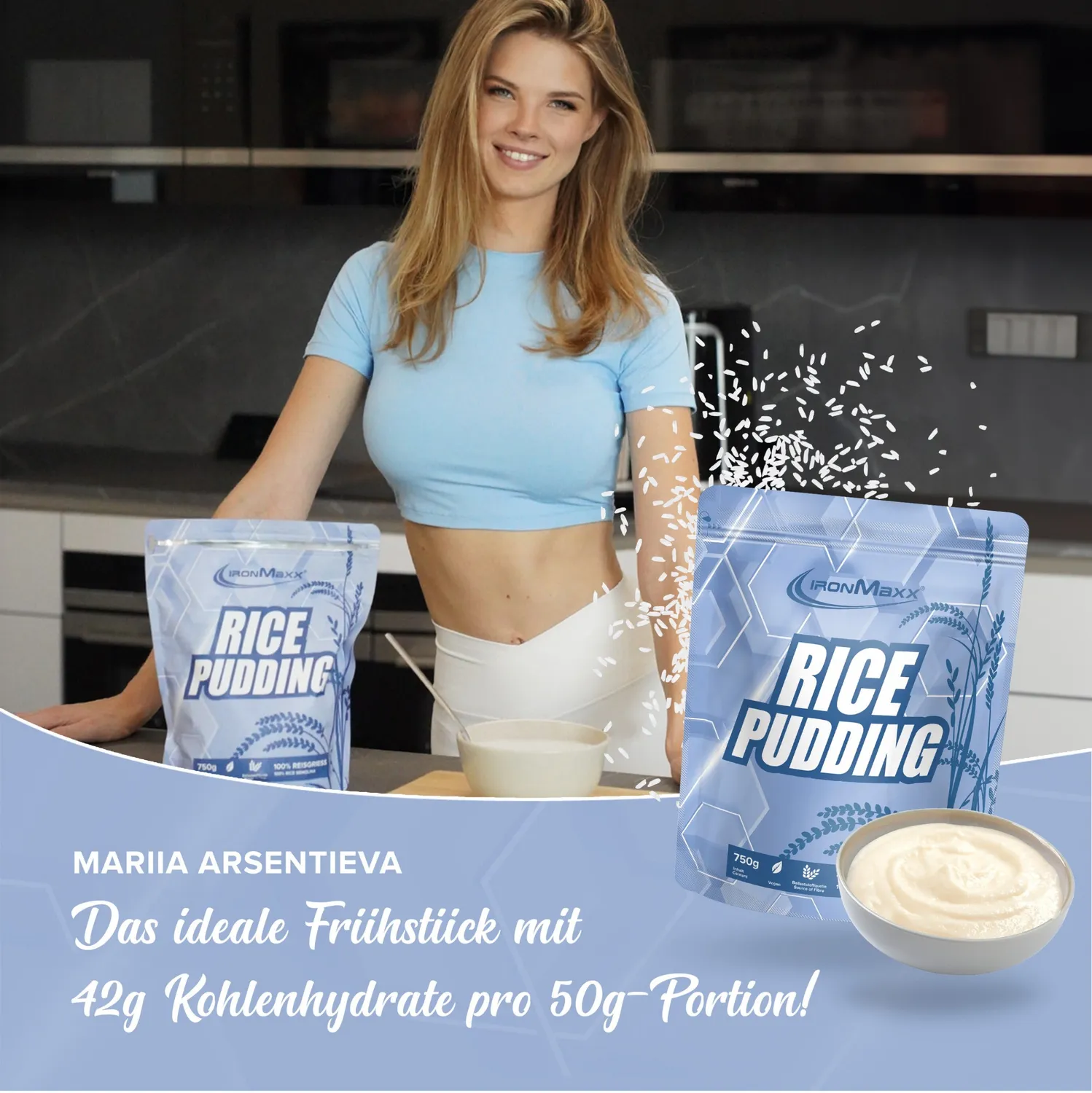 IronMaxx Rice Pudding Reispudding Neutral 750g vegan