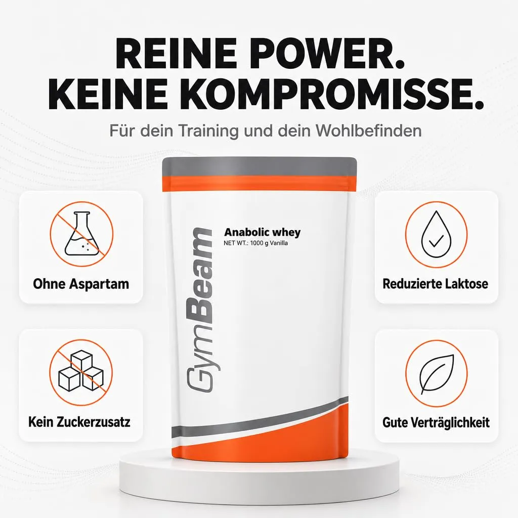 GymBeam Anabolic Whey Proteinpulver Erdbeere 1000 g 22 g Protein
