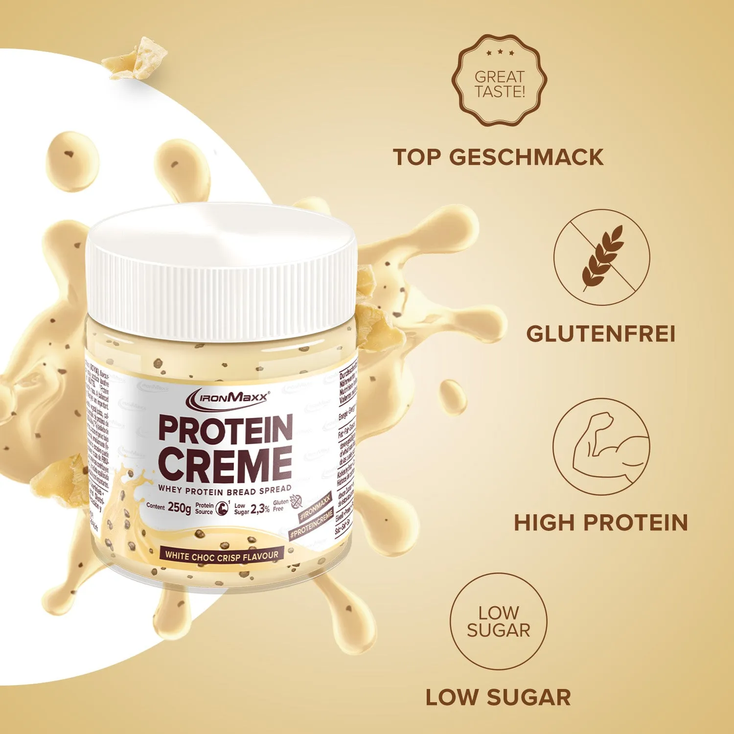 IronMaxx Protein Creme White Choc Crisp Aufstrich 250g