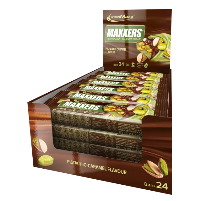 IronMaxx Maxxers Proteinriegel 24x49g Milk Choc Pistazie