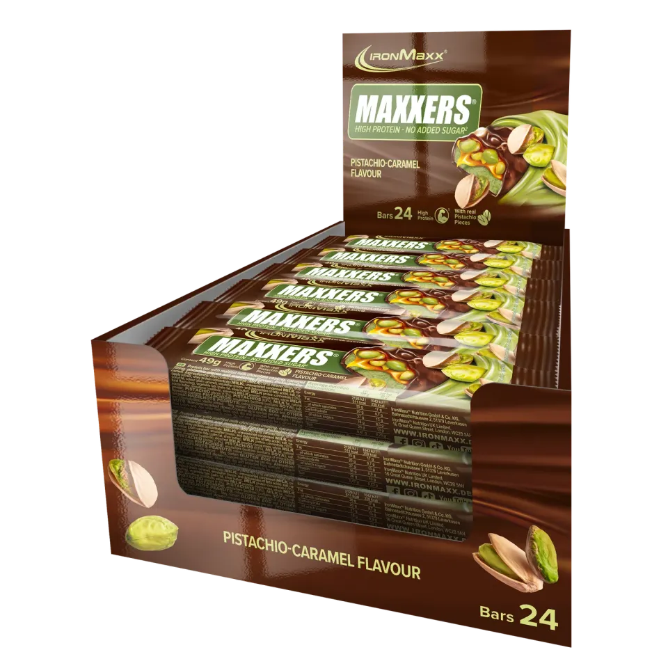 IronMaxx Maxxers Proteinriegel 24x49g Milk Choc Pistazie