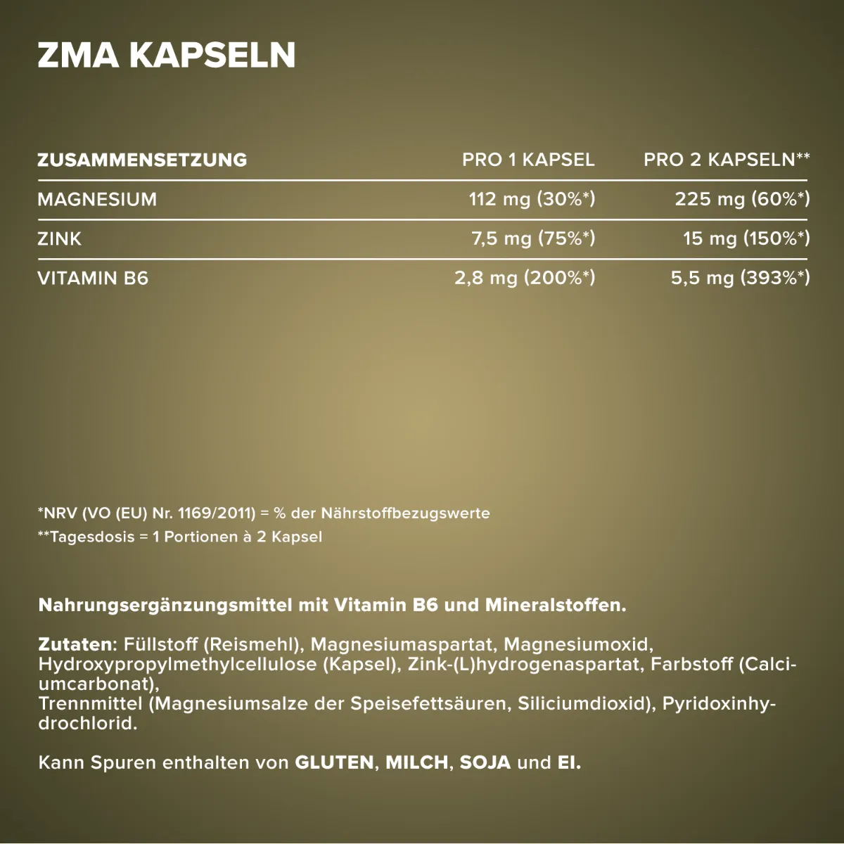 IronMaxx ZMA Zink Magnesium Kapseln 100 Caps B6