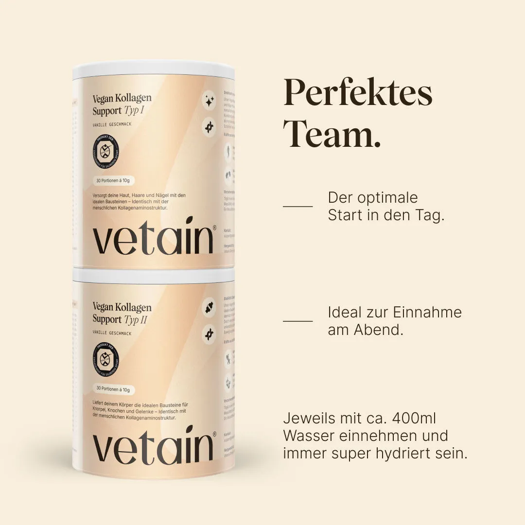 VETAIN Collagen Bundle Typ 1+2 vegan mit Shaker Gratis