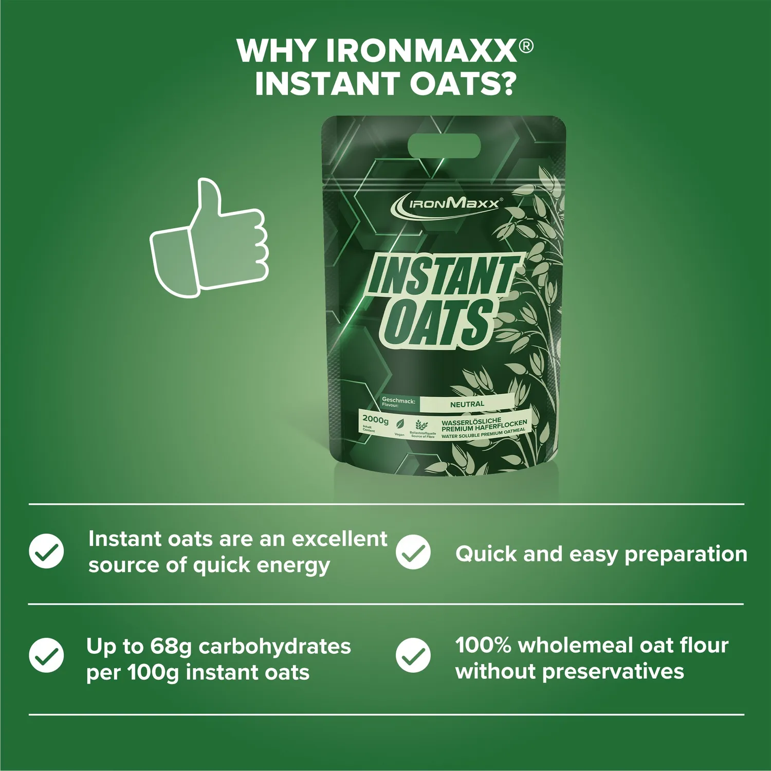 IronMaxx Instant Oats Neutral Haferpulver 2000g