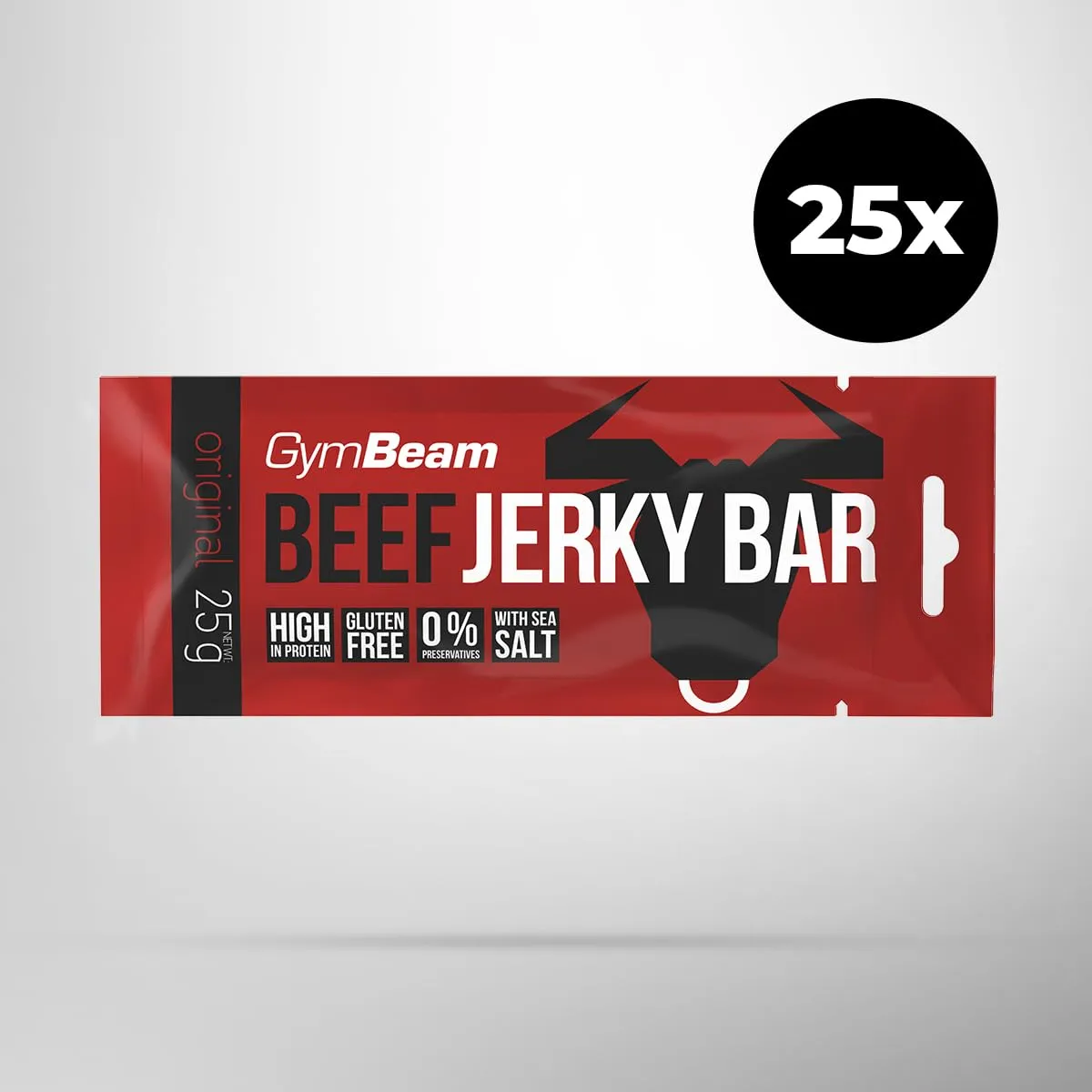 GymBeam Beef Jerky-Riegel Original 25x25 g proteinreich