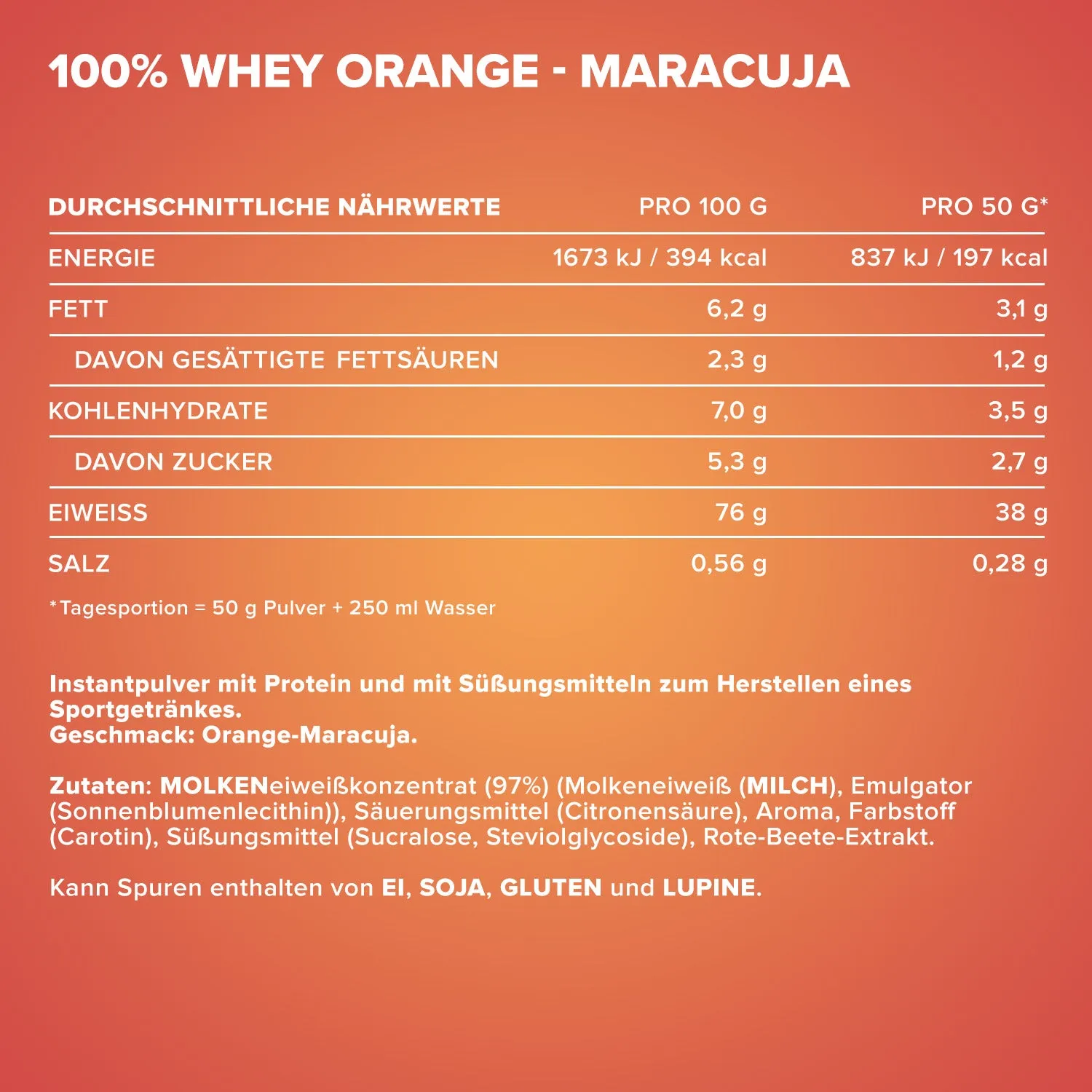 IronMaxx 100% Whey Protein Pulver 2350g Orange Maracuja