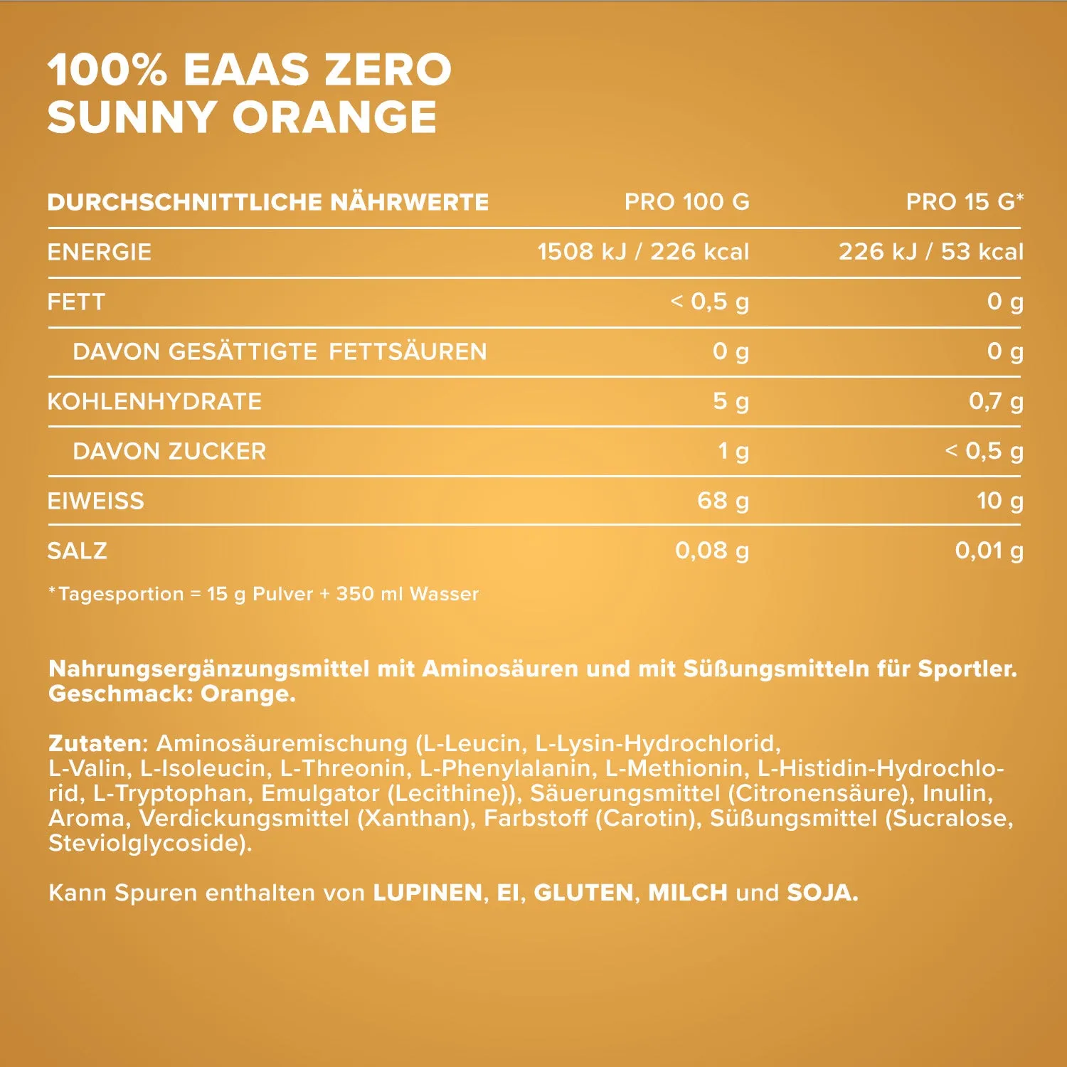 IronMaxx 100% EAAs Zero Sunny Orange 500g Pulver