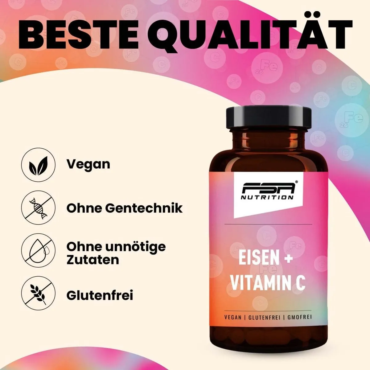 FSA Nutrition Eisen + Vitamin C Nahrungsergänzung hochdosiert
