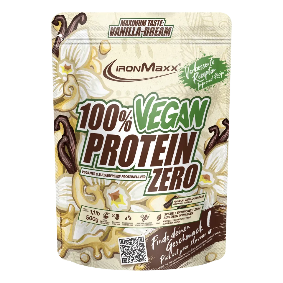 IronMaxx 100% Vegan Protein Zero Proteinpulver Vanilla Dream 500g zuckerfrei