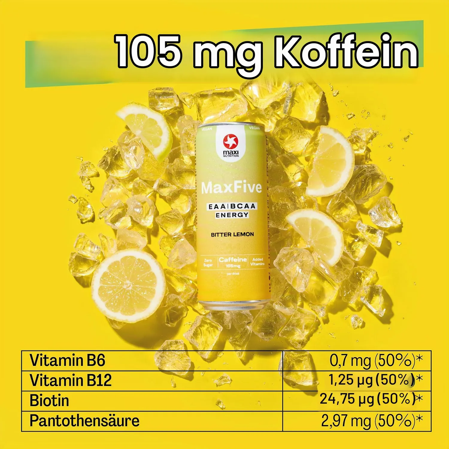 MaxiNutrition MaxFive Bitter Lemon BCAA Drink 12x330ml vegan
