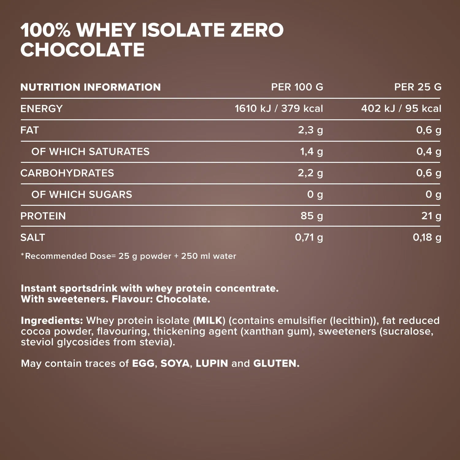 IronMaxx 100% Whey Isolate ZERO Pulver Schokolade 400g fettarm