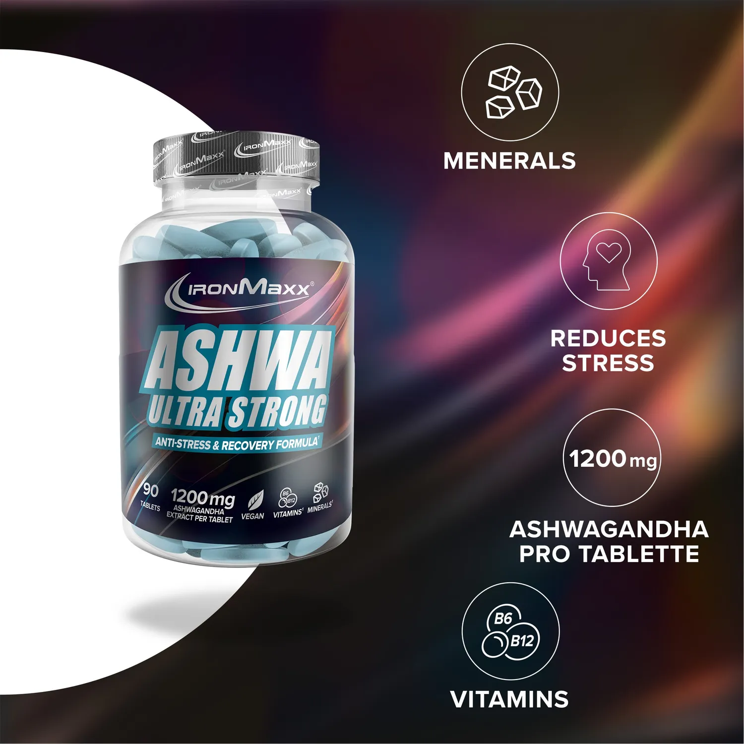 IronMaxx Ashwagandha Ultra Strong Tabletten 90 Stück hochdosiert