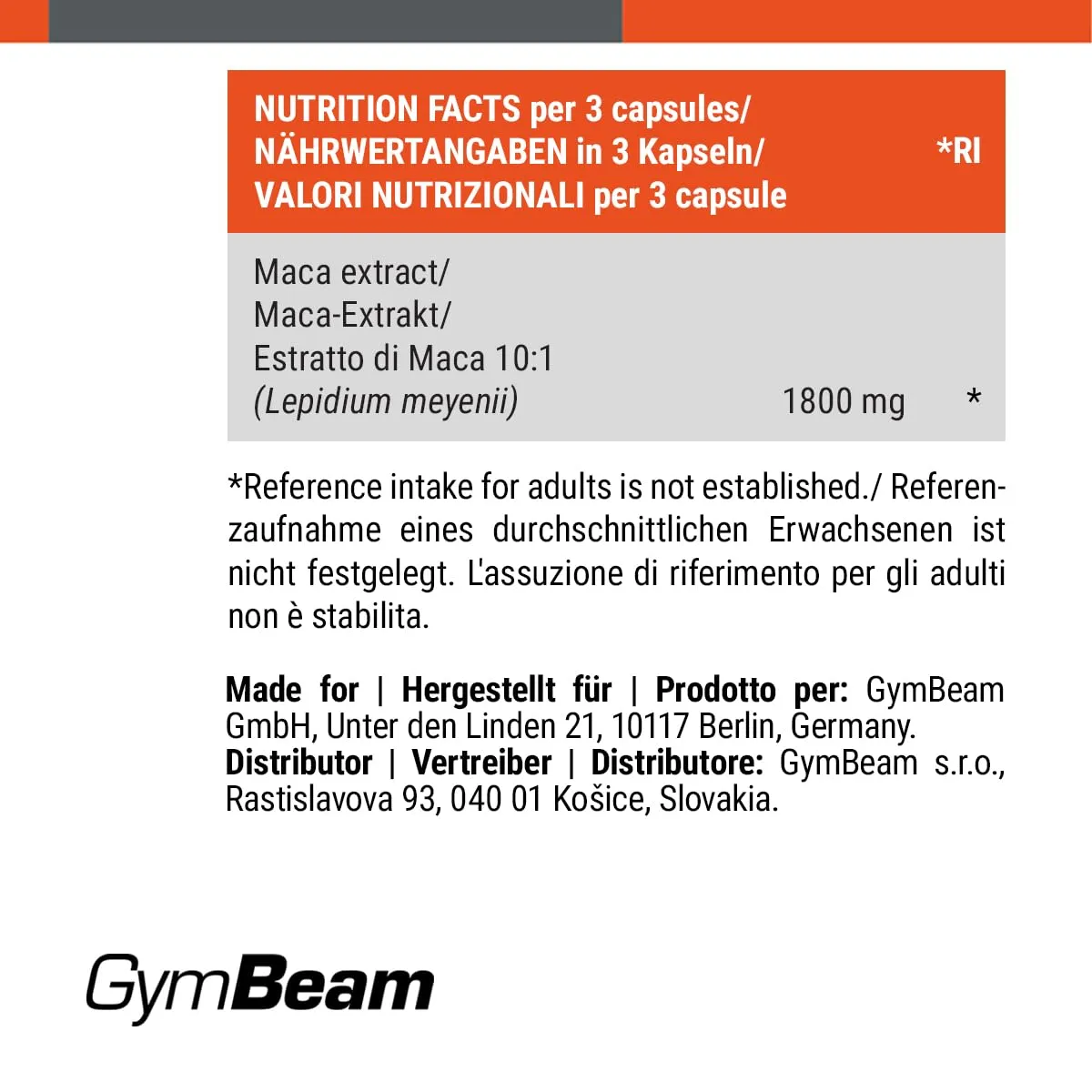 GymBeam Maca Kapseln 120 Stück 10:1 Extrakt hochdosiert