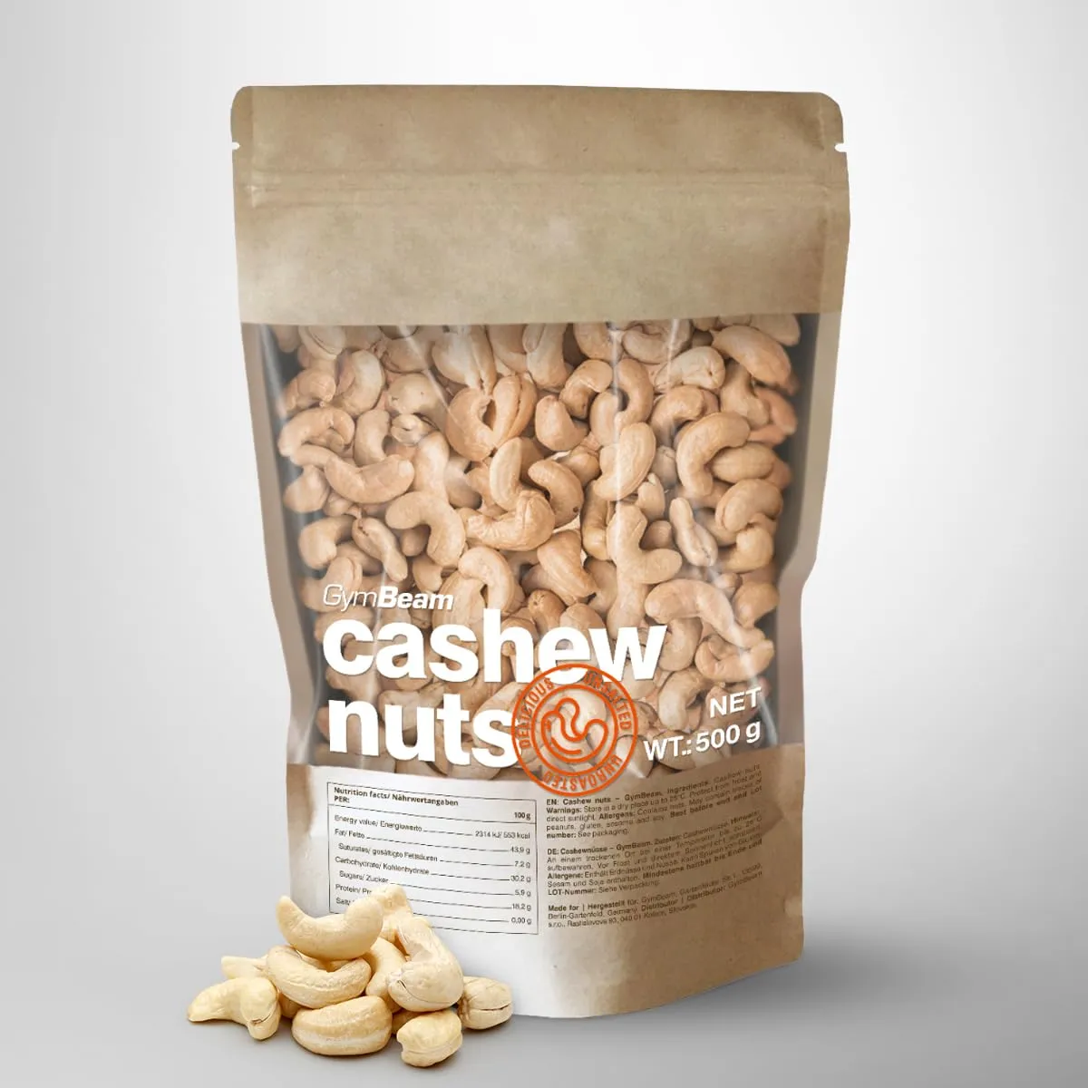 GymBeam Cashewkerne naturbelassen 500 g ungesalzen