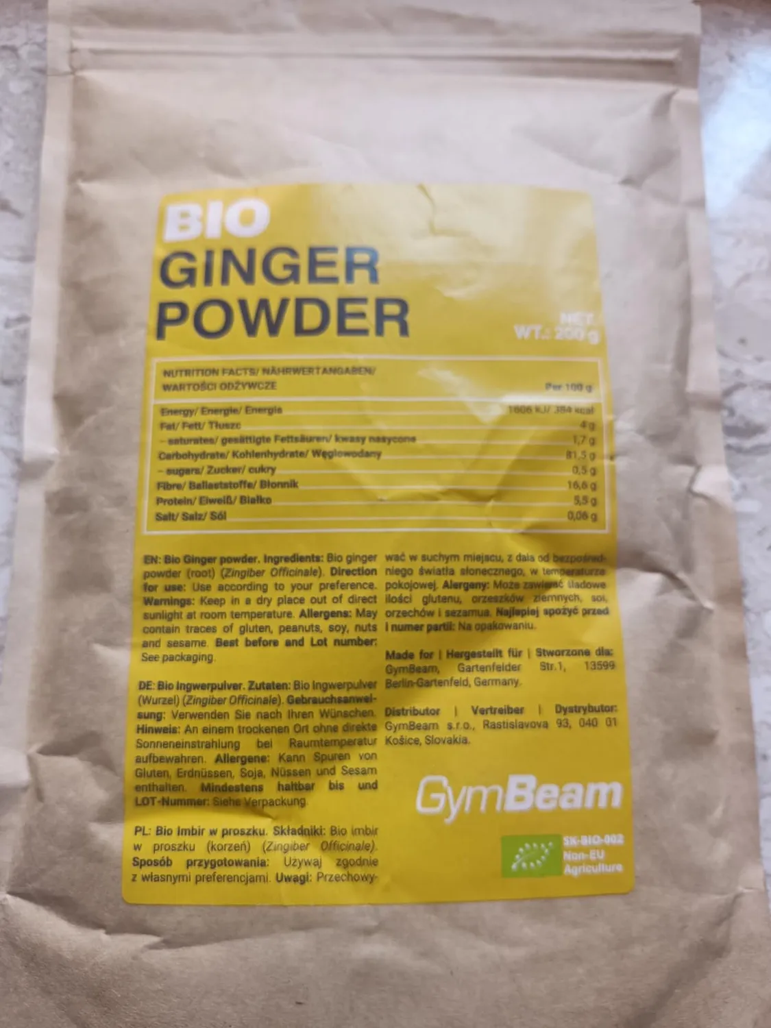 GymBeam Bio-Ingwerpulver 200 g scharf