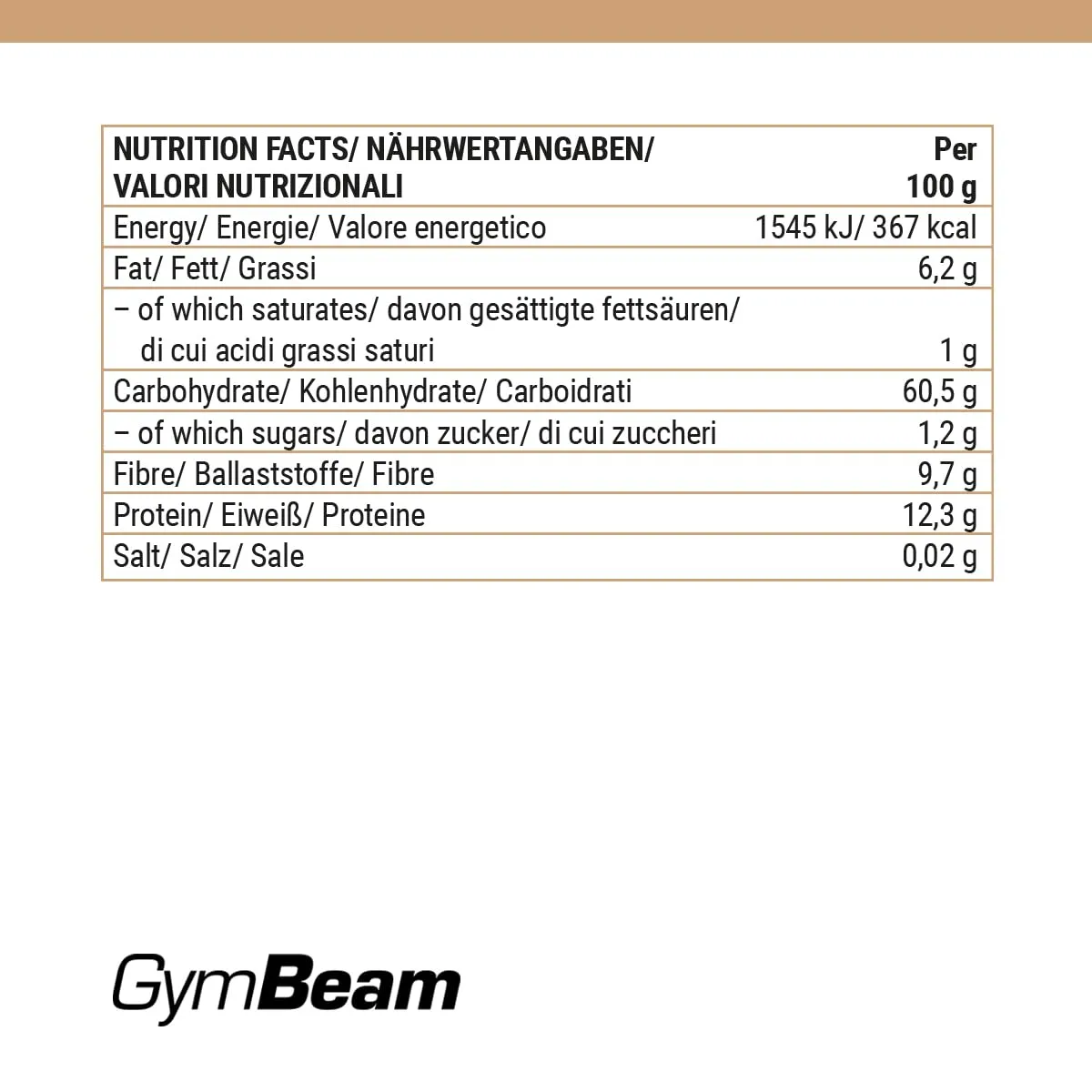 GymBeam Haferflocken glutenfrei fein gemahlen 500g Porridge