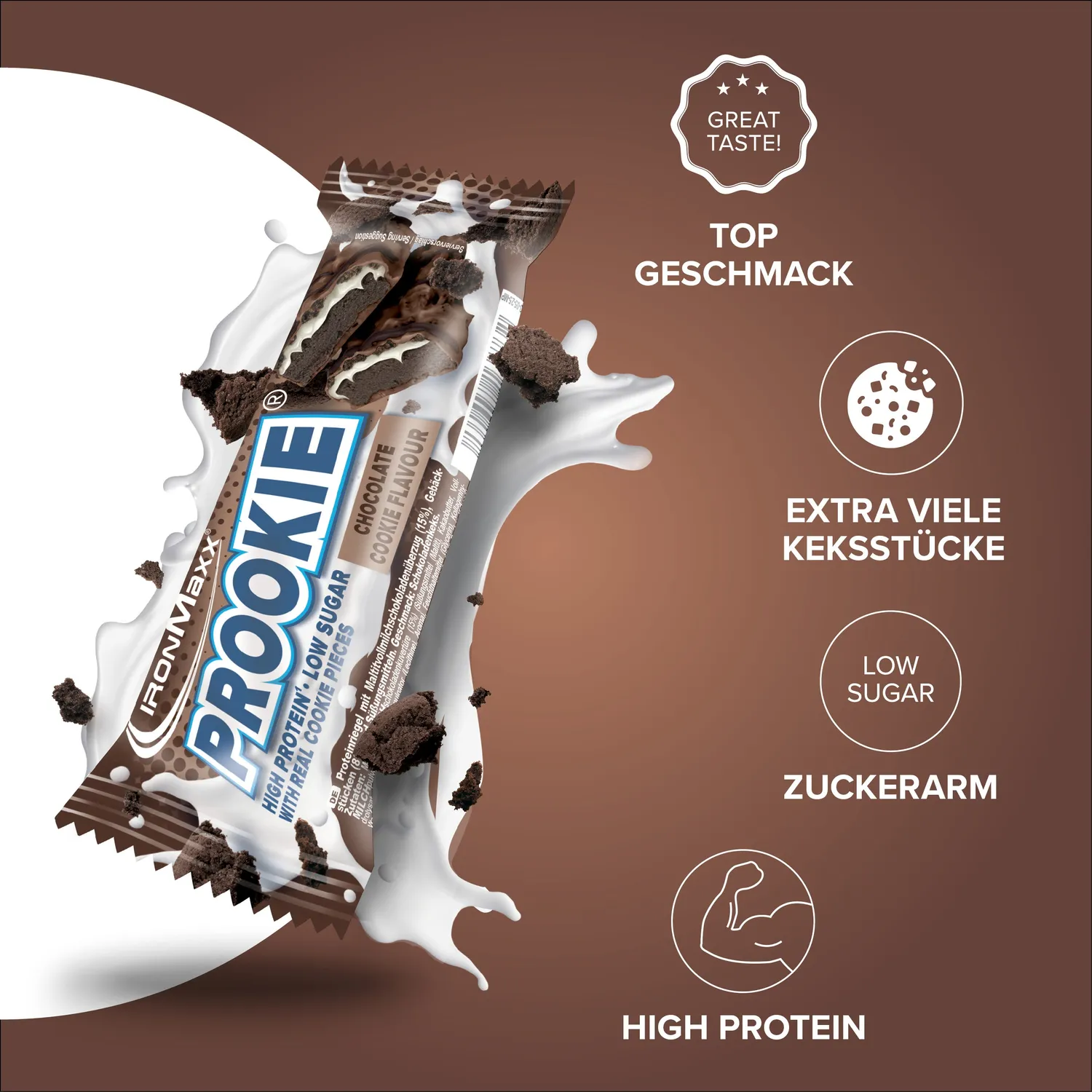 IronMaxx Prookie Proteinriegel 24x45g Chocolate Cookie zuckerarm