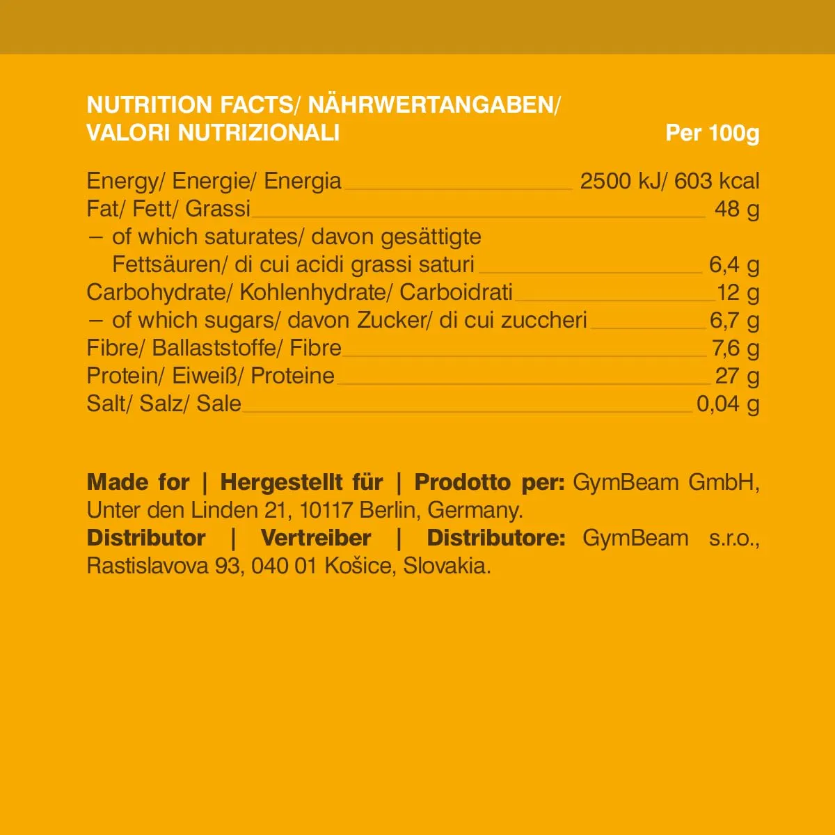 GymBeam Erdnussbutter Crunchy 340g ohne Zuckerzusatz