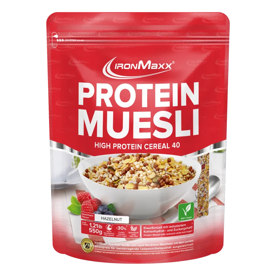 IronMaxx Protein Müsli Haselnuss 550g vegan proteinreich