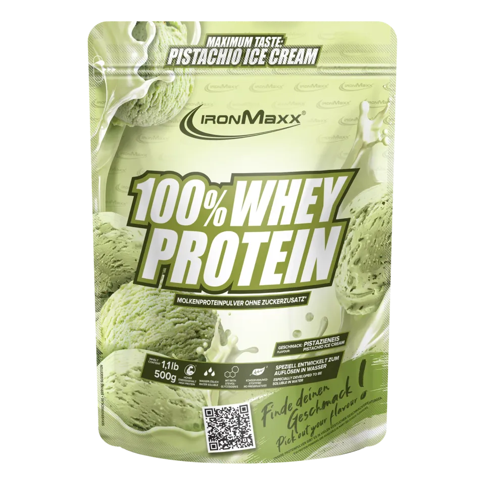 IronMaxx 100% Whey Protein Proteinpulver Pistazie 500g Eisfan