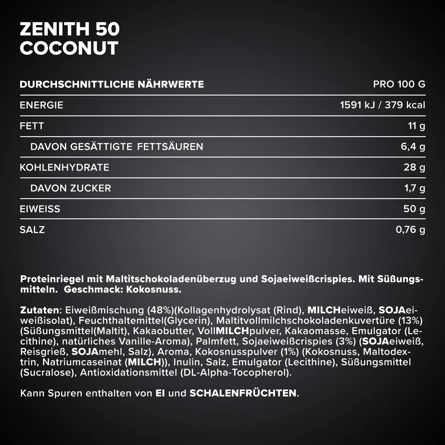IronMaxx Zenith 50 Proteinriegel Kokos 12x100g