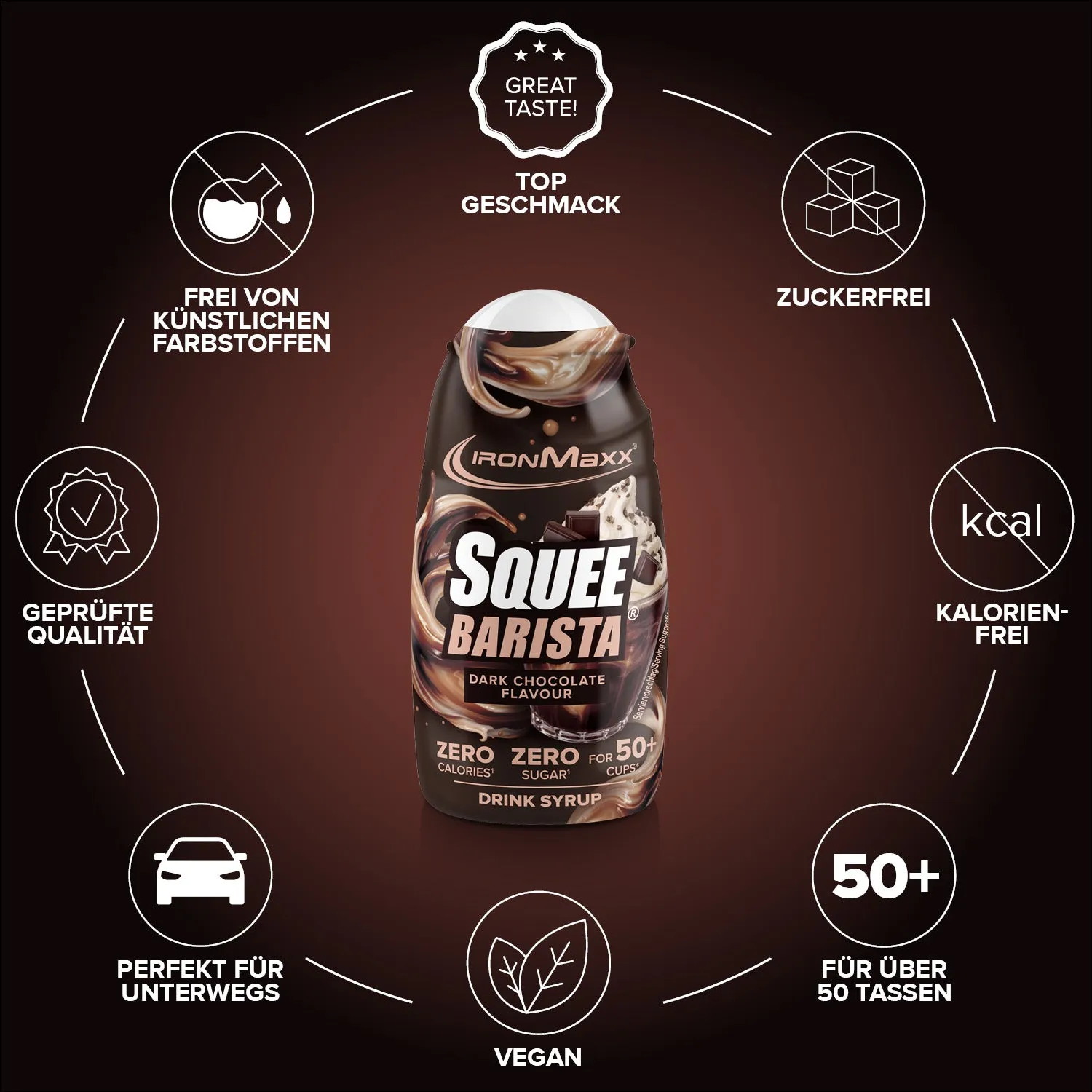 IronMaxx SqueeBarista Dark Chocolate Sirup 65ml zuckerfrei