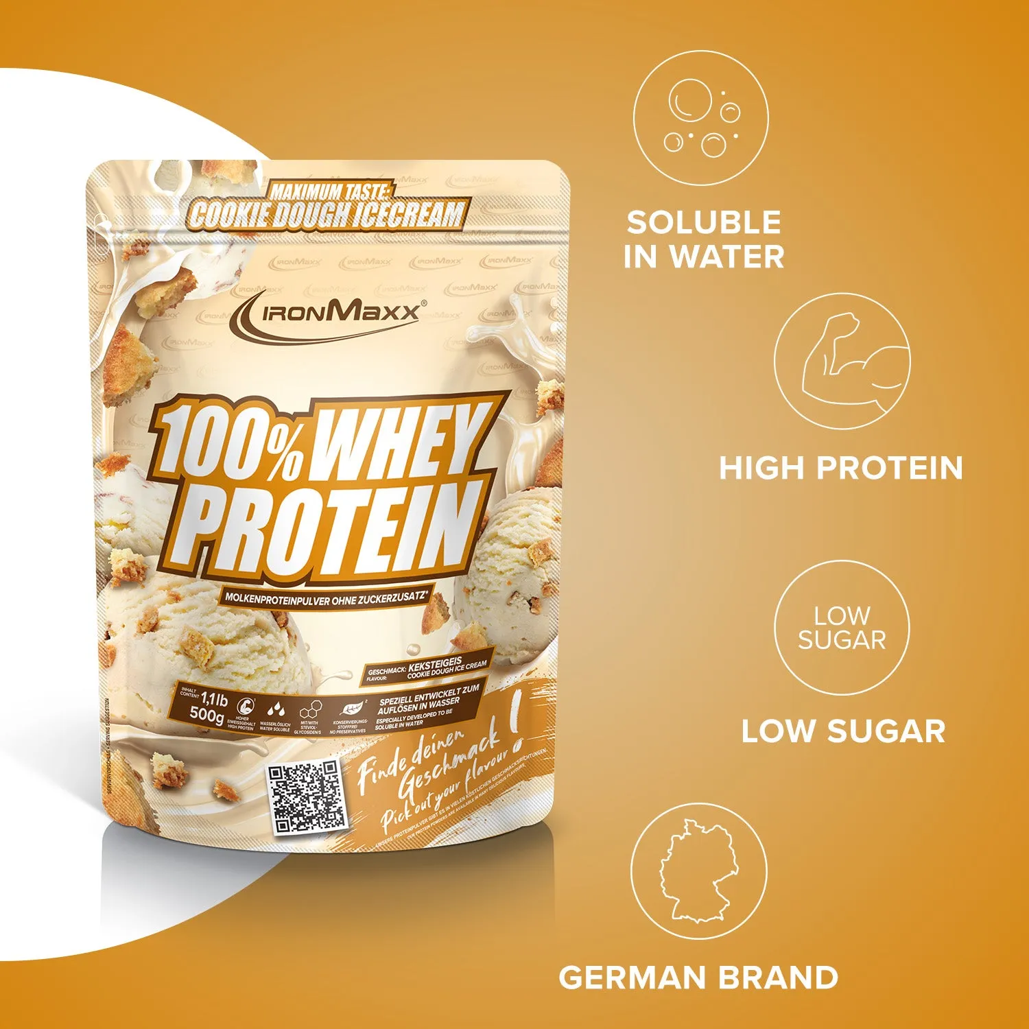 IronMaxx 100% Whey Protein 500g Ice Cream Cookie Dough