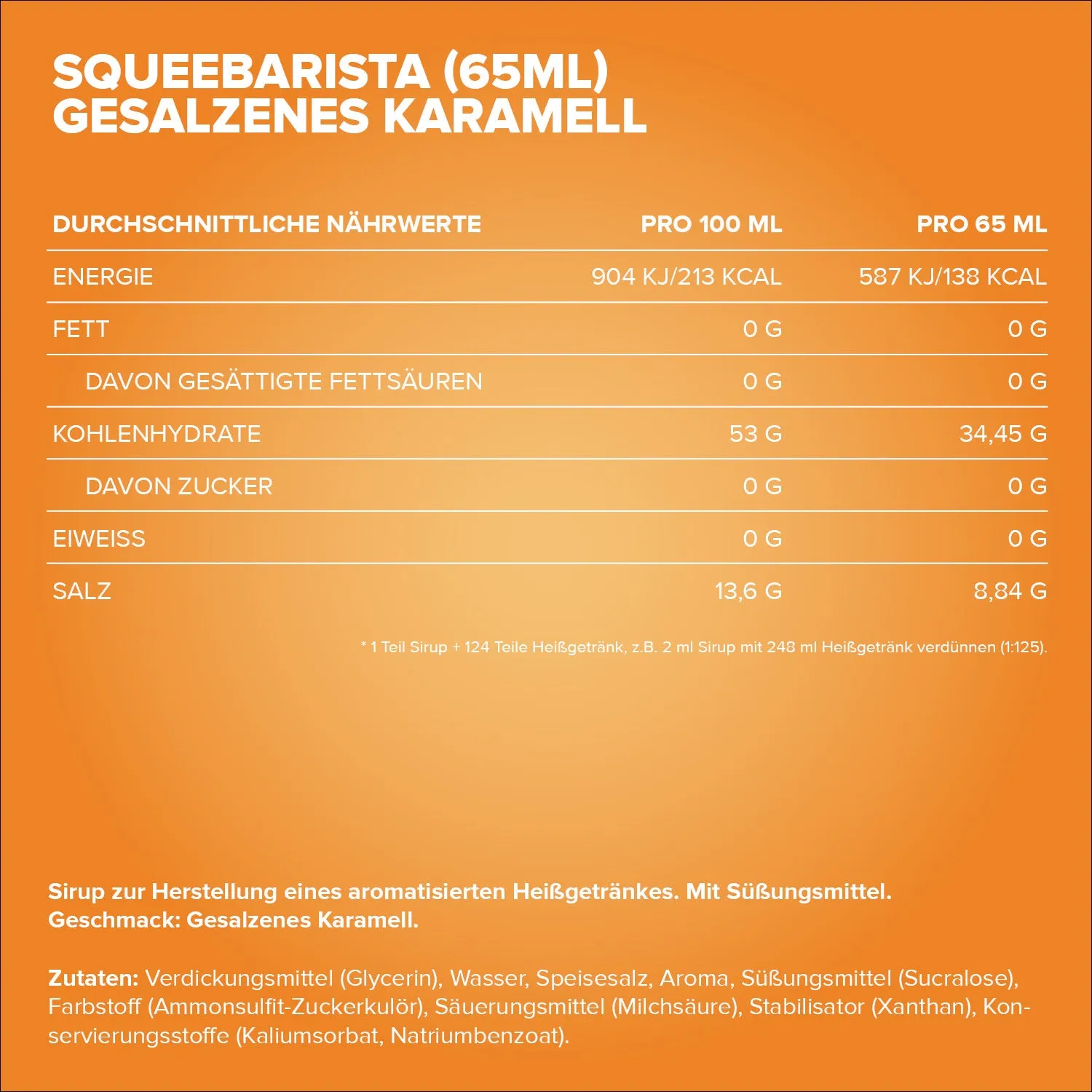 IronMaxx SqueeZero SqueeBarista Sirup 65ml Salted Caramel zuckerfrei
