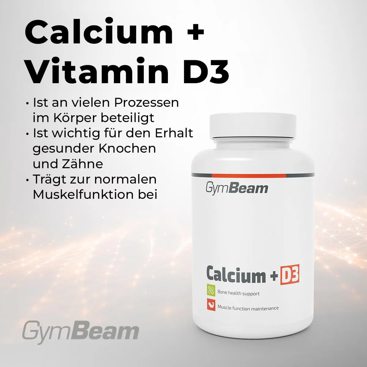 GymBeam Calcium+D3 Kapseln 120 Caps für Knochen Muskeln