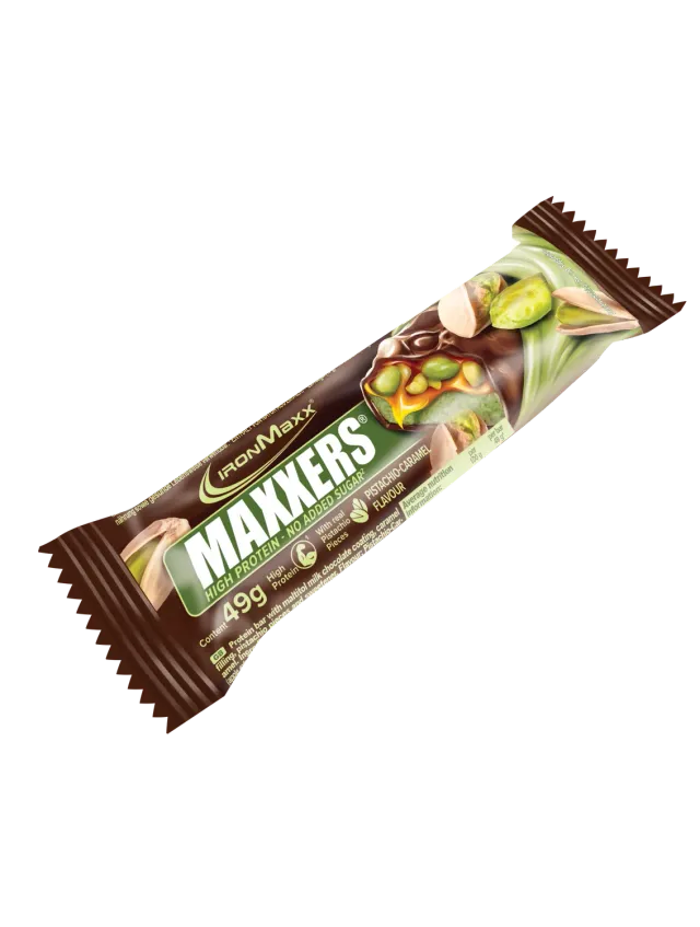 IronMaxx Maxxers Proteinriegel 49g Milk Choc Pistachio Caramel 13g Protein
